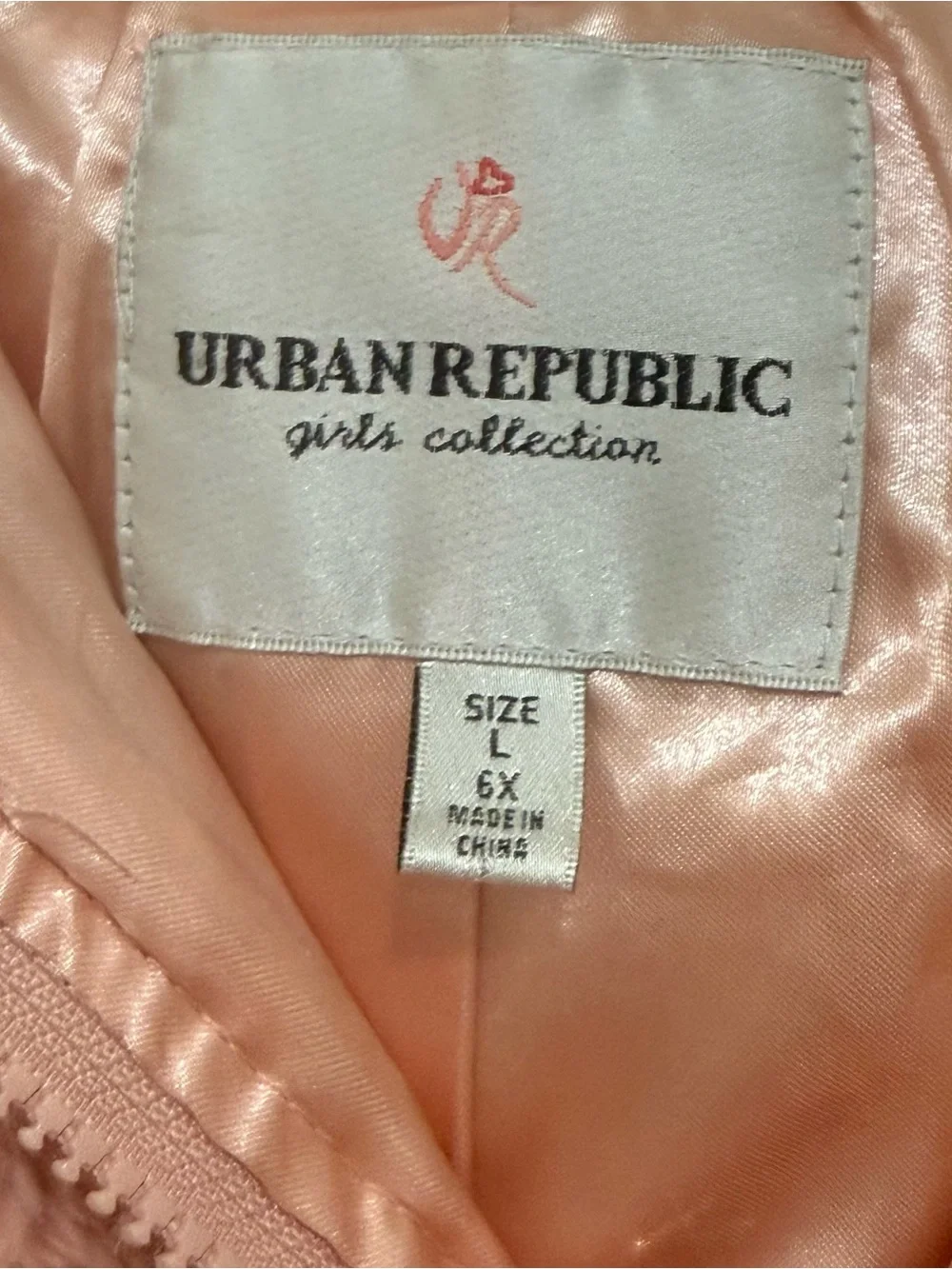 Urban Republic Pink Cream Faux Fur Hooded Varsity Jacket Coat - Kids Girls 6X
